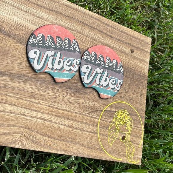 Mama Vibes Retro Car Coasters 2 Pack - Picture 3 of 8